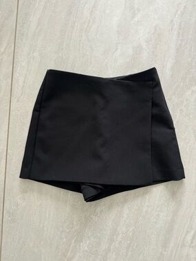 Zara Black Skort with Asymmetrical Overlay